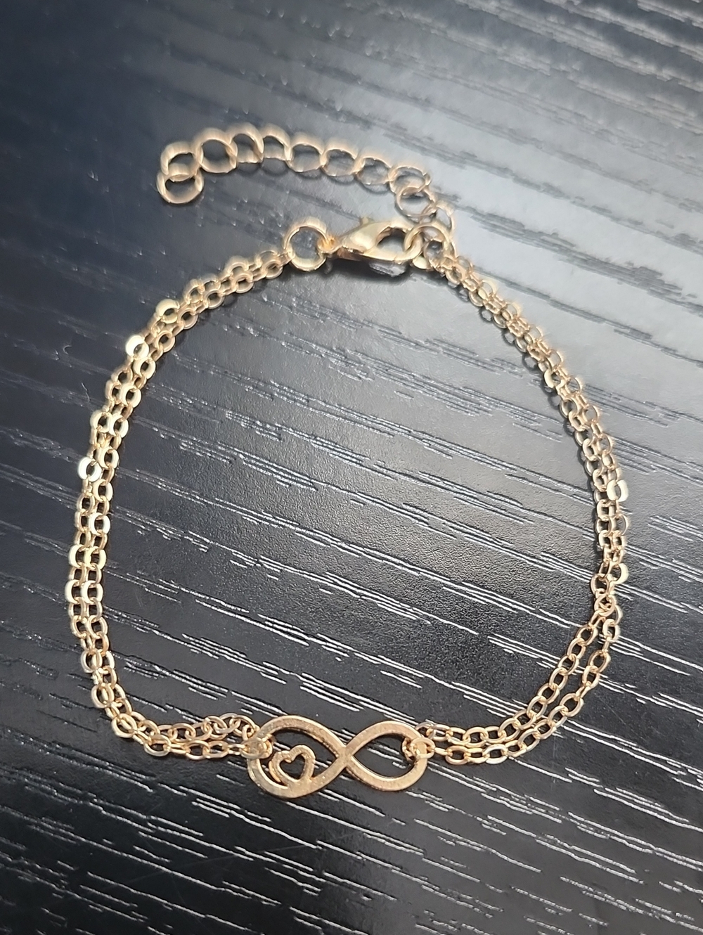 Gold Infinity Heart Double Chain Bracelet - Women Jewelry
